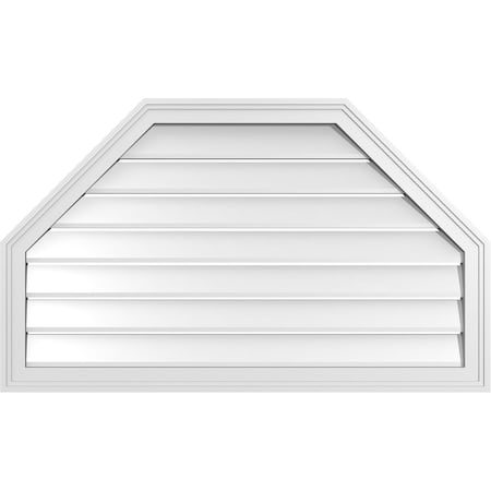 Ekena Millwork Octagonal Top Surface Mount PVC Gable Vent w/ 2"W x 1-1/2"P Brickmould Frame, 40"W x 24"H GVPOT40X2402SF